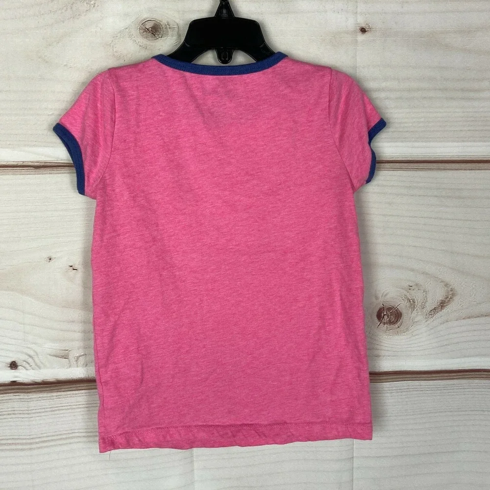 OshKosh‎ Top Girls 6 6X Pink Positive Vibes Graphic Short Sleeve Ringer T-Shirt